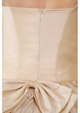 Spaghetti Straps Champagne Short Taffeta Bridesmaid Dress