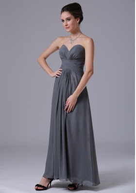 Ankle-length Grey Chiffon Homecoming Bridesmaid Dress