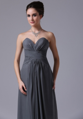 Ankle-length Grey Chiffon Homecoming Bridesmaid Dress