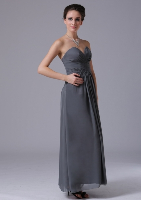 Ankle-length Grey Chiffon Homecoming Bridesmaid Dress