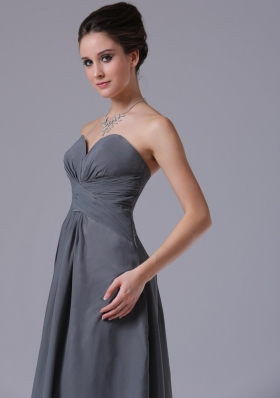 Ankle-length Grey Chiffon Homecoming Bridesmaid Dress