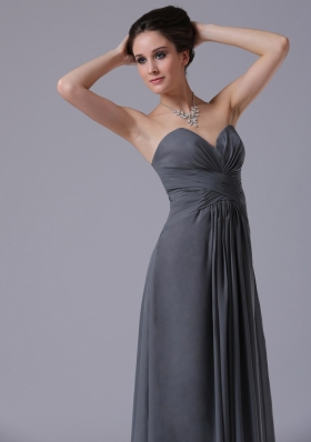 Ankle-length Grey Chiffon Homecoming Bridesmaid Dress