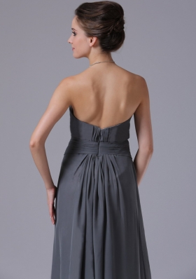 Ankle-length Grey Chiffon Homecoming Bridesmaid Dress