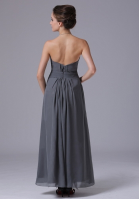 Ankle-length Grey Chiffon Homecoming Bridesmaid Dress