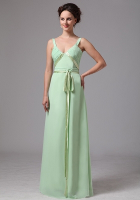 Spaghetti Straps Apple Green Floor-length Mother Dress