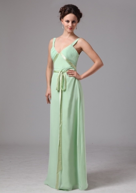 Spaghetti Straps Apple Green Floor-length Mother Dress