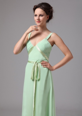 Spaghetti Straps Apple Green Floor-length Mother Dress