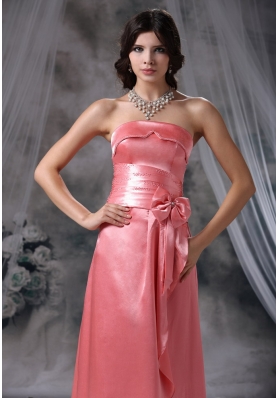 Taffeta Watermelon Red Floor-length Bridesmaid Dress Strapless