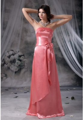 Taffeta Watermelon Red Floor-length Bridesmaid Dress Strapless