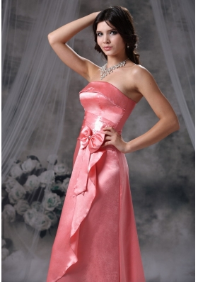 Taffeta Watermelon Red Floor-length Bridesmaid Dress Strapless