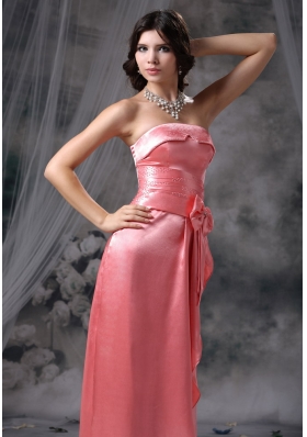 Taffeta Watermelon Red Floor-length Bridesmaid Dress Strapless