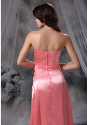 Taffeta Watermelon Red Floor-length Bridesmaid Dress Strapless