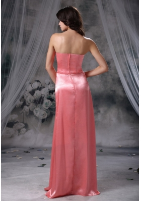 Taffeta Watermelon Red Floor-length Bridesmaid Dress Strapless