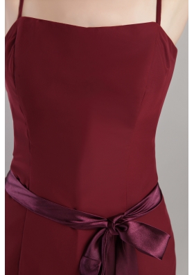 Spaghetti Straps Burgundy Layered Bridesmaid Dress Jacket