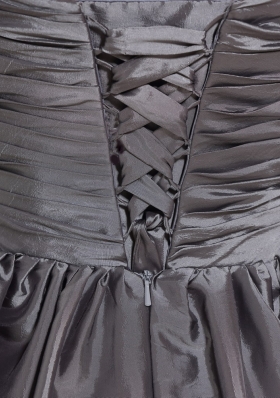 Gray Strapless Bow Short Taffeta Prom Cocoktail Dress