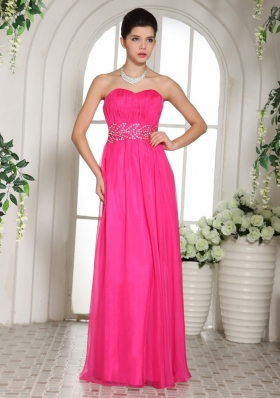 Hot Pink Sweetheart Prom Celebrity Dress Ruched Chiffon