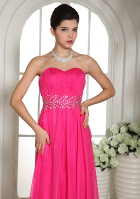 Hot Pink Sweetheart Prom Celebrity Dress Ruched Chiffon