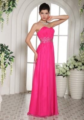 Hot Pink Sweetheart Prom Celebrity Dress Ruched Chiffon