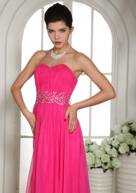 Hot Pink Sweetheart Prom Celebrity Dress Ruched Chiffon