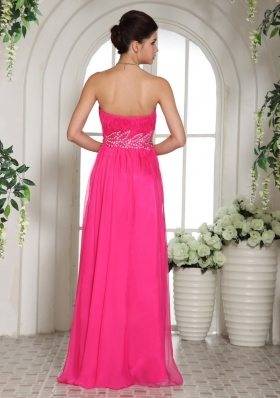 Hot Pink Sweetheart Prom Celebrity Dress Ruched Chiffon