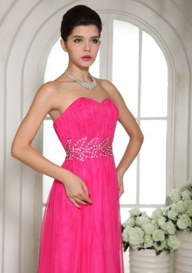 Hot Pink Sweetheart Prom Celebrity Dress Ruched Chiffon