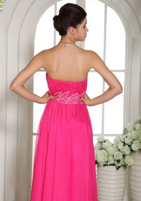 Hot Pink Sweetheart Prom Celebrity Dress Ruched Chiffon