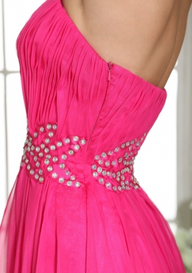 Hot Pink Sweetheart Prom Celebrity Dress Ruched Chiffon