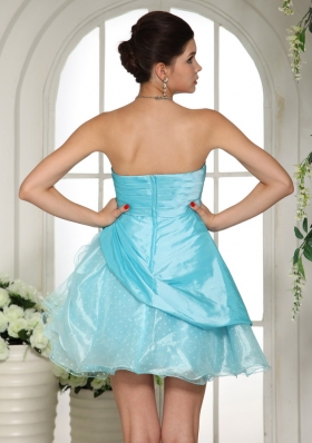 Beaded Strapless Aqua Blue Cocktail Dress Mini-length