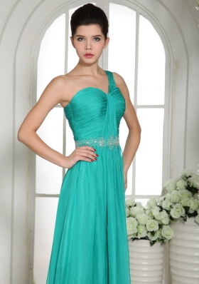 One Shoulder Turquoise One Shoulder Prom Celebrity Dress