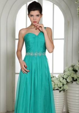 One Shoulder Turquoise One Shoulder Prom Celebrity Dress