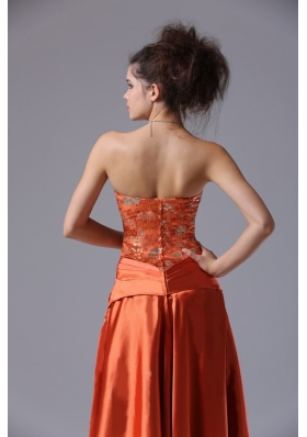 Beading Taffeta Floor-length Prom Dress Rust Red