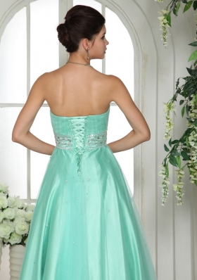 Apple Green Beaded Prom Gown Dress Floor-length