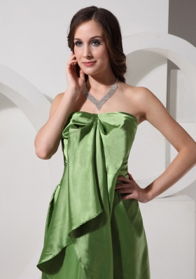 Taffeta Olive Green Knee-length Prom Dress Strapless