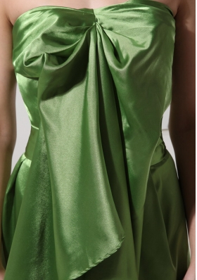 Taffeta Olive Green Knee-length Prom Dress Strapless