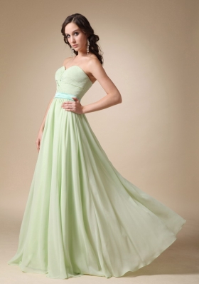 Yellow Green Empire Floor-length Chiffon Evening Dress