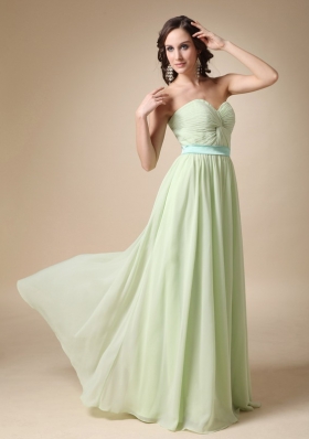 Yellow Green Empire Floor-length Chiffon Evening Dress