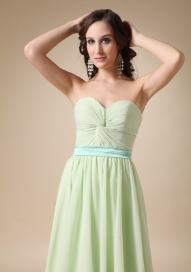 Yellow Green Empire Floor-length Chiffon Evening Dress