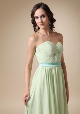 Yellow Green Empire Floor-length Chiffon Evening Dress