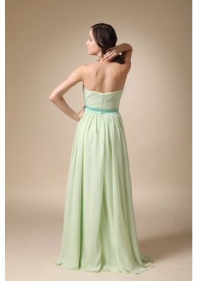 Yellow Green Empire Floor-length Chiffon Evening Dress