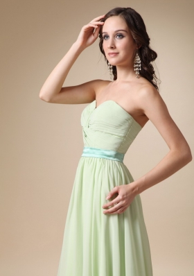 Yellow Green Empire Floor-length Chiffon Evening Dress