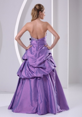 Pick-ups Beaded Bowknot Purple Prom Dress A-line