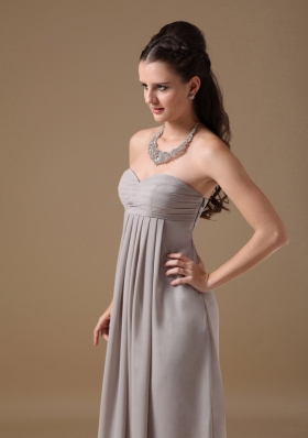 Grey Sweetheart Floor-length Chiffon Ruched Prom Dress