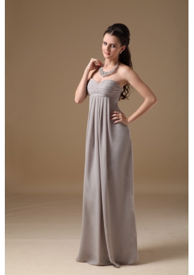 Grey Sweetheart Floor-length Chiffon Ruched Prom Dress