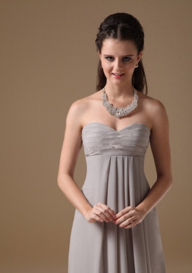 Grey Sweetheart Floor-length Chiffon Ruched Prom Dress