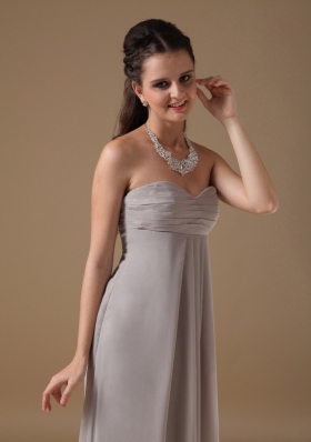 Grey Sweetheart Floor-length Chiffon Ruched Prom Dress