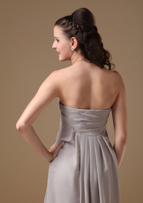 Grey Sweetheart Floor-length Chiffon Ruched Prom Dress