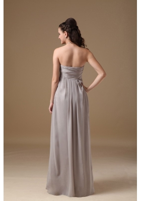 Grey Sweetheart Floor-length Chiffon Ruched Prom Dress