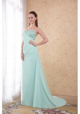 Apple Green Sweetheart Brush Train Beading Prom Dress