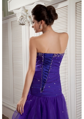 High-low Purple Mermaid Layered Prom Dress Beading