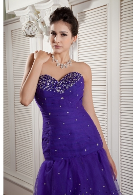 High-low Purple Mermaid Layered Prom Dress Beading